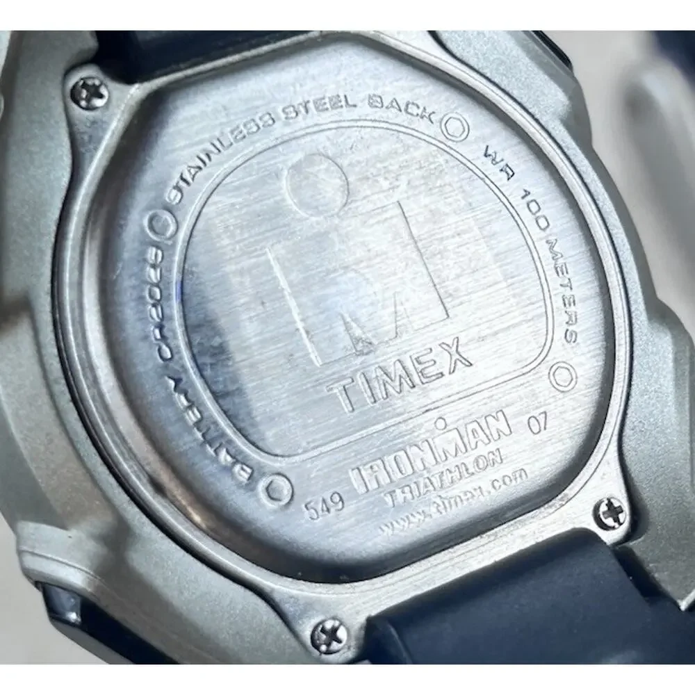 Timex Ironman Triathlon Digital Watch T5K413 Blue Black WR 100m 30-Lap - Works!